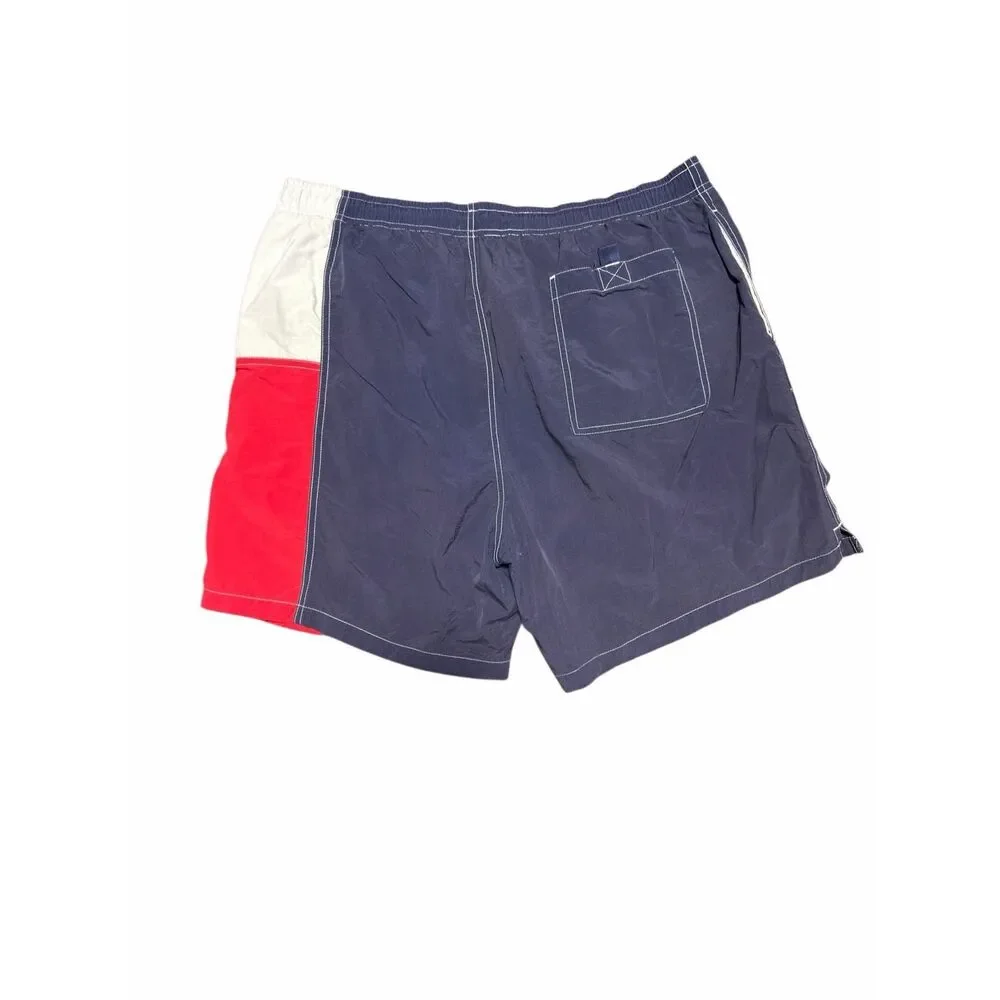 Vintage Tommy Hilfiger Swim Trunks Mens Large USA Navy Blue Drawstring 90s